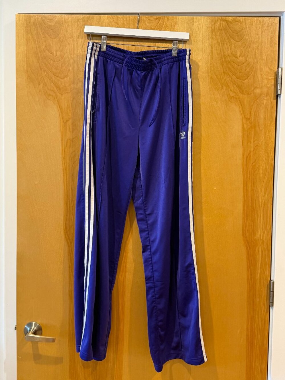 Adidas Purple Track Pants 3 Stripe Zip Ankle Athletic Size L